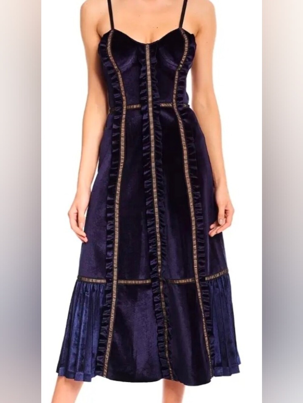 Cocktail Midi Dress Size 2 | Self Portrait Velvet Panelled Midi Dress